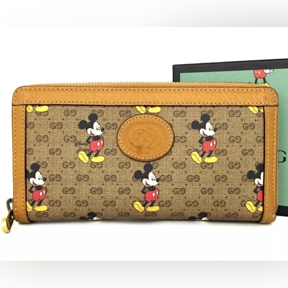 GUCCI Disney Collaboration Micro GG Logo PVC Leather Zippy Long Wallet - Picture 1 of 8